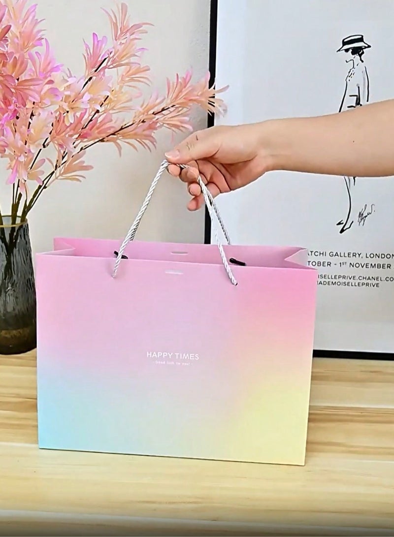 Pink Macaron Gift Bag with Ribbon – Paper Cosmetic Packaging Bag, Cup Carry Handbag, Perfect for Gifts, Holidays, Parties, and Special Occasions, Available in Sets of  5 - Image 4