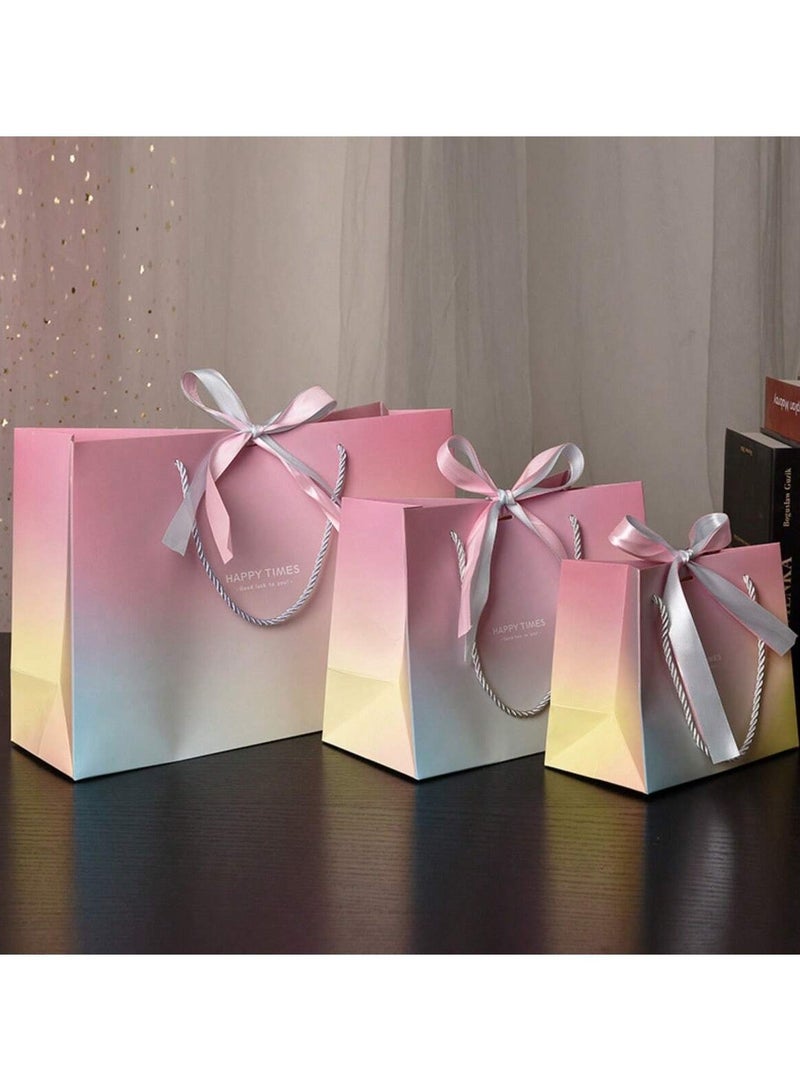 Pink Macaron Gift Bag with Ribbon – Paper Cosmetic Packaging Bag, Cup Carry Handbag, Perfect for Gifts, Holidays, Parties, and Special Occasions, Available in Sets of  5 - Image 5