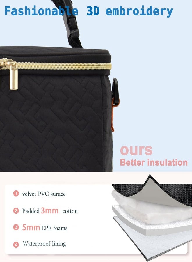 Wolka Breastmilk Cooler Bag with Ice Pack,Fits 6 Baby Bottles Up to 9 Ounce,Bottle Cooler Bag with Shoulder Strap for Travel, Nursing Mom Daycare (Black) - Image 5