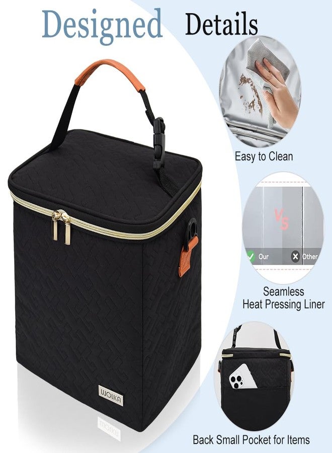 Wolka Breastmilk Cooler Bag with Ice Pack,Fits 6 Baby Bottles Up to 9 Ounce,Bottle Cooler Bag with Shoulder Strap for Travel, Nursing Mom Daycare (Black) - Image 3