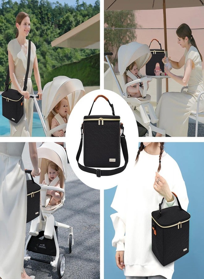 Wolka Breastmilk Cooler Bag with Ice Pack,Fits 6 Baby Bottles Up to 9 Ounce,Bottle Cooler Bag with Shoulder Strap for Travel, Nursing Mom Daycare (Black) - Image 2