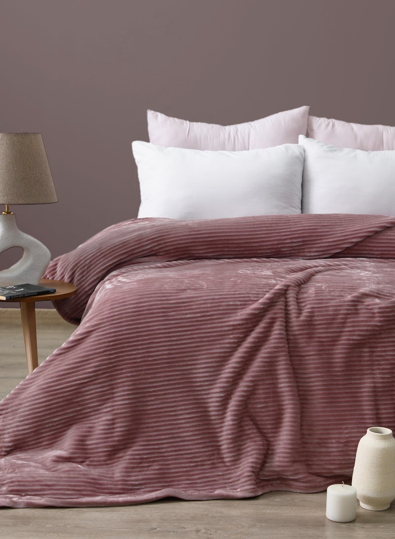 Morano Fluffy Blanket Dyed Model 220X240Cm, Ultra Soft Polyester Textured Stripe Effects, Lightweight and Cozy