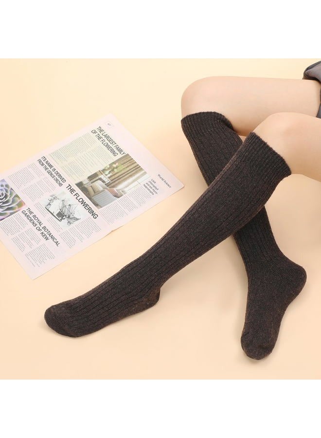 Pleneal 3 Pairs Slouch Scrunch Socks for Women,Long Slouchy Scrunchy Socks,Chunky Knee High Boot Sock, Black&beige&khaki&coffee, One size - Image 2