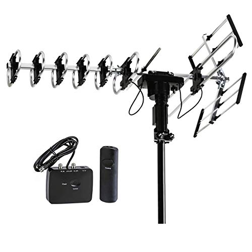 Five Star Outdoor Antenna HD TV 200 Miles Range with Motorized 360° Rotation, UHF/VHF/FM Radio with Infrared Remote Control - Image 1