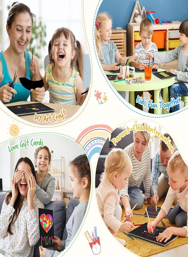Daily Crafts مجموعة أدوات الرسم اليومية: ورق خدش + فرشاة، مسطرة تصميم، قلم خشبي، ألعاب رسم بألوان قوس قزح، دفتر رسم مناسب للأطفال من عمر 4 إلى 10 سنوات (بنات وأولاد)، هدايا تعليمية للأطفال - Image 4