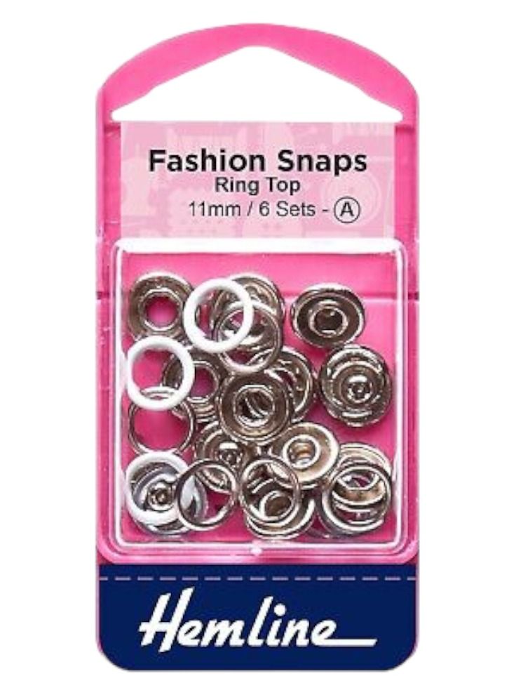 Hemline 6 Sets Ring Top Fashion Snaps Button 11 Millimiter - Image 1
