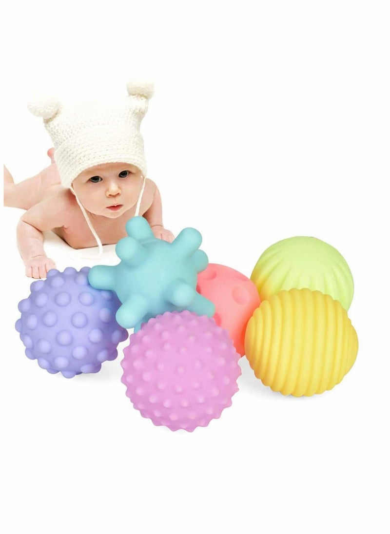KASTWAVE Baby Sensory Ball, Bath Water Toys Textured Squeeze Soft Balls Squeaks Grasp Ball Great Variety Buddies BPA Free Developmental Newborn for Kids Babies Toddlers 6PCS  - Image 1