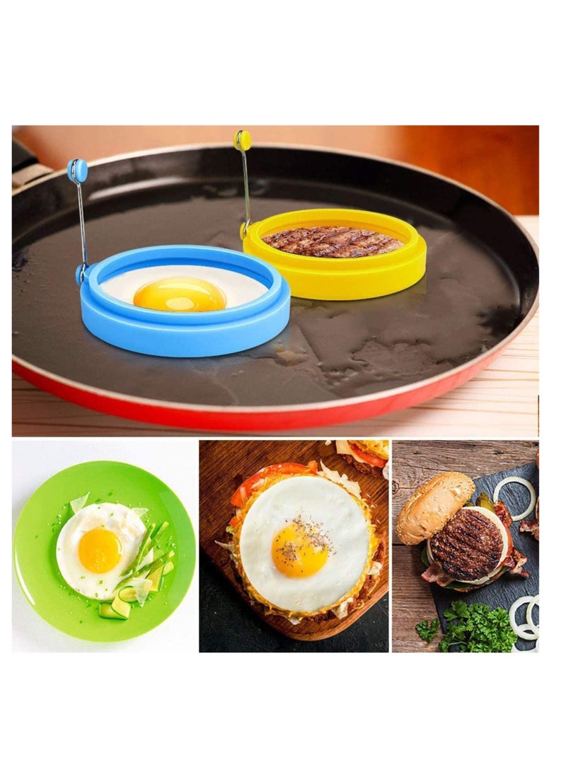Egg Ring Fried Egg Mold Egg Separator Reusable Cooking Rings Silicone Non-Stick Egg Shaper Ring with Egg and Pancake Non Stick Cooking Tool, Kitchen Cooking Tools 4 Pcs - Image 4