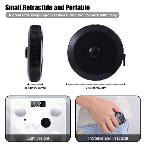 BUSHIBU Tape Measure Body Measuring Tape, Retractable 60 Inch Soft Mini Measuring Tape, Small Sewing Fabric Tape Ruler for Cloth Waist Medical Nursing Craft(3 Pack/Black) - Image 2