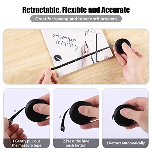 BUSHIBU Tape Measure Body Measuring Tape, Retractable 60 Inch Soft Mini Measuring Tape, Small Sewing Fabric Tape Ruler for Cloth Waist Medical Nursing Craft(3 Pack/Black) - Image 4