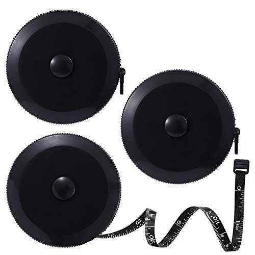 BUSHIBU Tape Measure Body Measuring Tape, Retractable 60 Inch Soft Mini Measuring Tape, Small Sewing Fabric Tape Ruler for Cloth Waist Medical Nursing Craft(3 Pack/Black) - Image 1