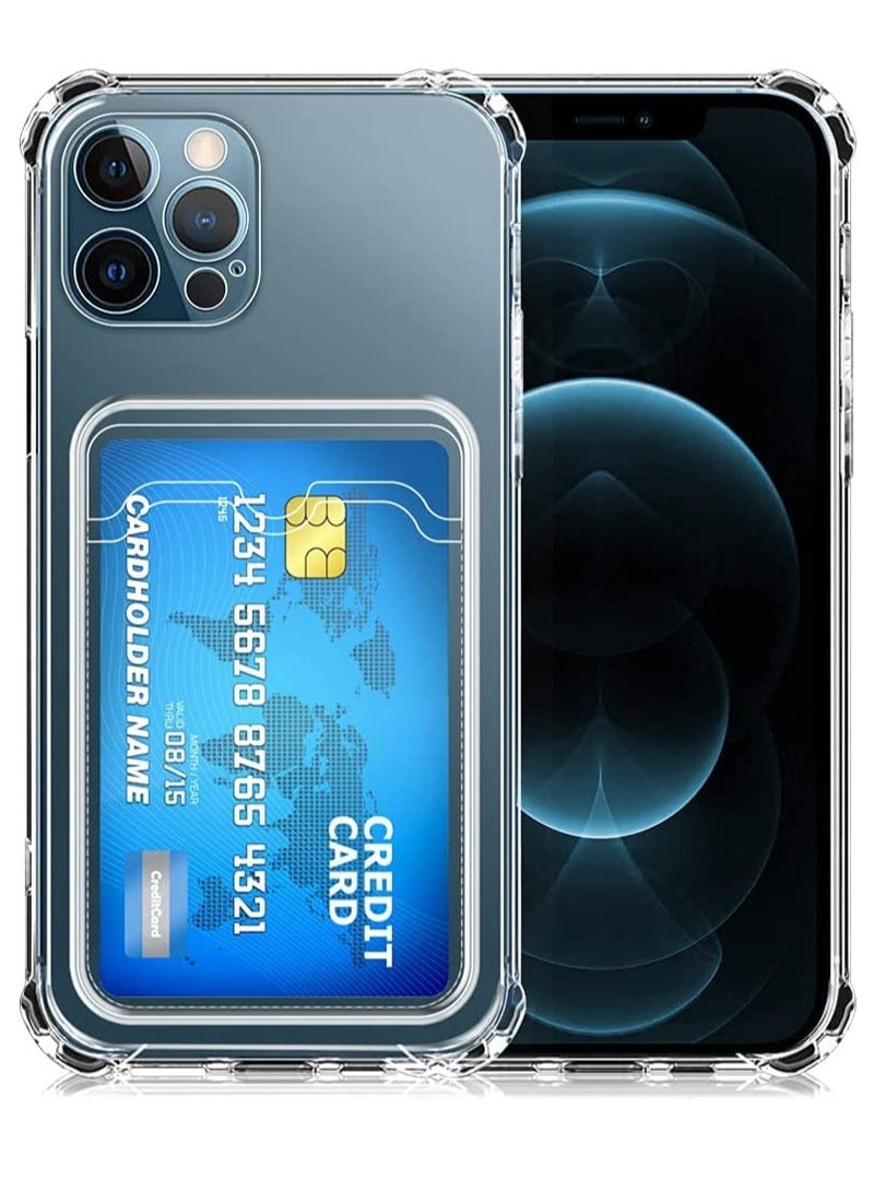 Clear Wallet Case for iPhone 14 Pro Max with Card Holder Non-Yellowing Phone Case Precise Cutouts and Shock Absorbing TPU Bumper 