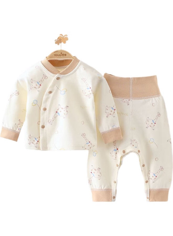 Youqi Newborn Baby Two-Piece Set, Pure Cotton, Autumn Underwear, Newborn Two-Piece Outfit, Full Moon Outfit, Baby Pajamas - Image 1
