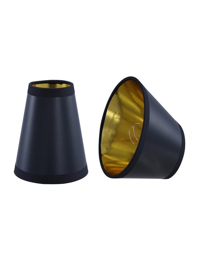 Aspen Creative 51054-2, Hardback Empire Transitional Clip-On Chandelier Shade, Black w/gold inside Washi Paper. 3" Top x 5" Bottom x 4.5" Slant, Set Of 2 - Image 1