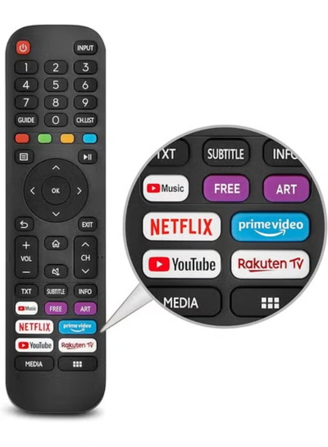 ELTRAZONE Universal Replacement Remote Control for Hisense VIDAA Smart TVs – New Upgraded Infrared Remote Compatible with EN2G30H and EN2A30 Models – Includes Dedicated Netflix, Prime Video, YouTube, Rakuten TV Buttons for Easy Streaming Access – Plug-and-Play, Durable Design - Image 3