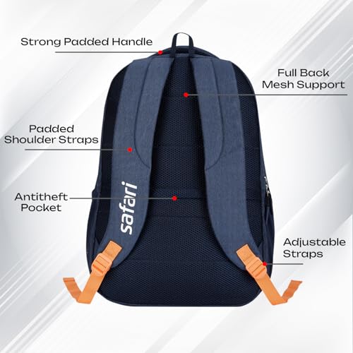 Safari Quadro 43L School bag for Boys and Girls, Office use/travel bag for men & women, Casual 4 Compartment Printed Large Backpack Bags with Armor Base, Organizer, File holder, Rain Cover, Antitheft - Image 5