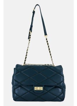 bebe Women Quilted Turn Lock Cross Body Bag 15,4 W x 19,9 H x 31,3 W cm, Teal Green  - Image 1