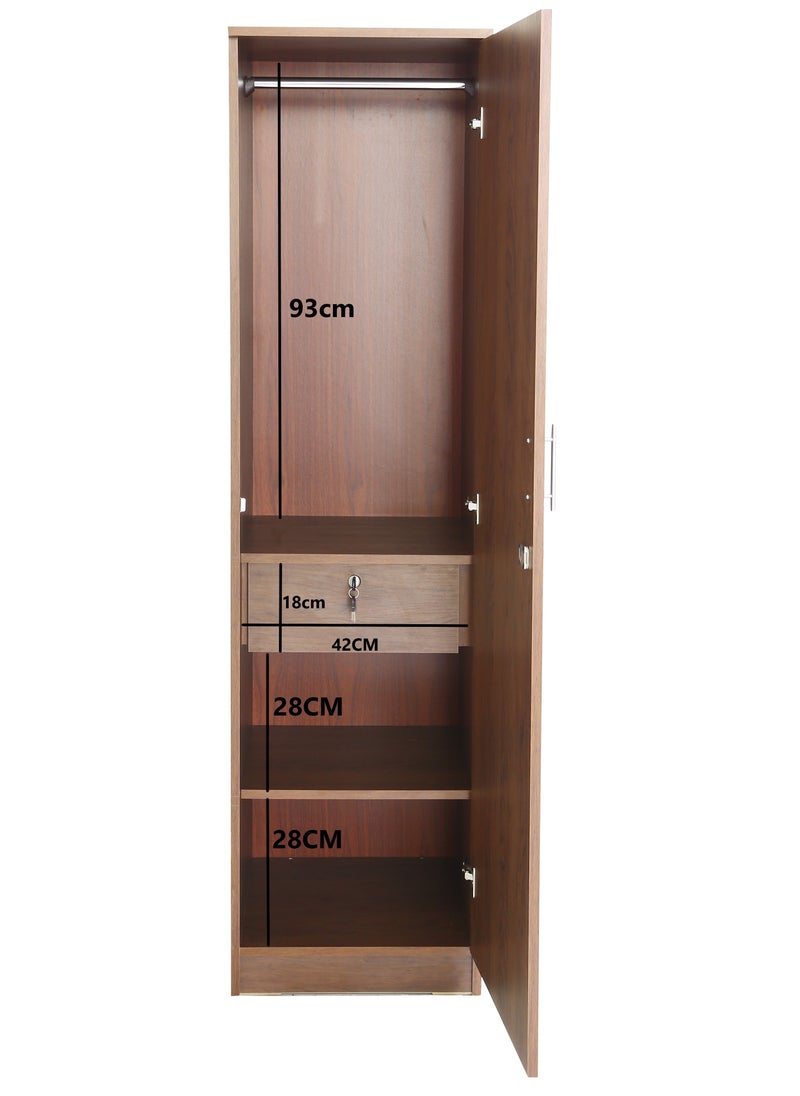 AFT - Single-Door MDF Wardrobe with Lockable Door, Hinges, and Sleek Vertical Design – Ideal for Compact Storage Solutions for clothes. Brown (Arfan) - Image 1