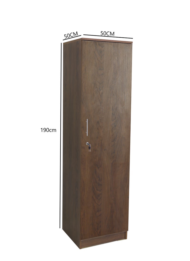 AFT - Single-Door MDF Wardrobe with Lockable Door, Hinges, and Sleek Vertical Design – Ideal for Compact Storage Solutions for clothes. Brown (Arfan) - Image 1