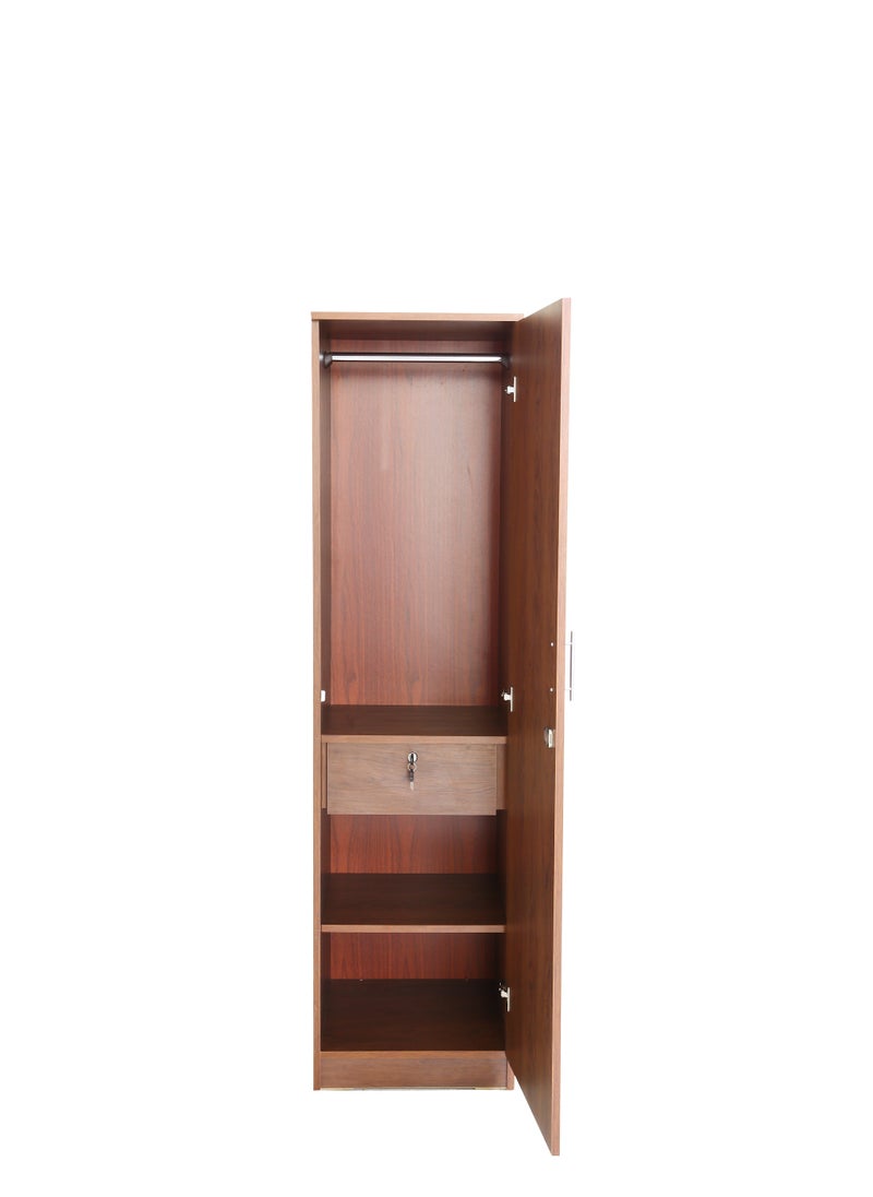 AFT - Single-Door MDF Wardrobe with Lockable Door, Hinges, and Sleek Vertical Design – Ideal for Compact Storage Solutions for clothes. Brown (Arfan) - Image 1