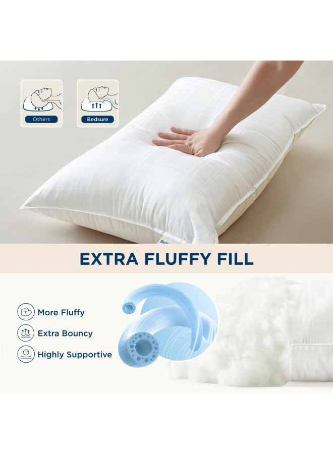 Bedsure Bedsure Bed King Size Pillows Set of 2 - Fluffy King Pillows 2 Pack, Luxury Cotton Pillows for Sleeping with Breathable Cover, Soft & Supportive Hotel Pillows for Side, Stomach, Back Sleepers  - Image 2