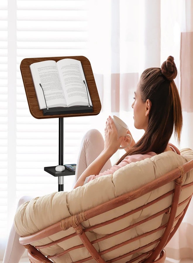 Snughome Floor Book Stand with Removable Tray, Wood Standing Book Stand for Reading, Height Adjustment 21"-51", Music Stand Cookbook Stand Textbook Stand Laptop Stand Book Holder for Display - Image 2