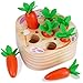 KMTJT Montessori Wooden Carrot Harvest Toy Shape Sorting Matching Game for Toddlers 13 Years Fine Motor Skills Development Educational Easter Birthday Gifts for Baby Boys Girls Red - Image 2