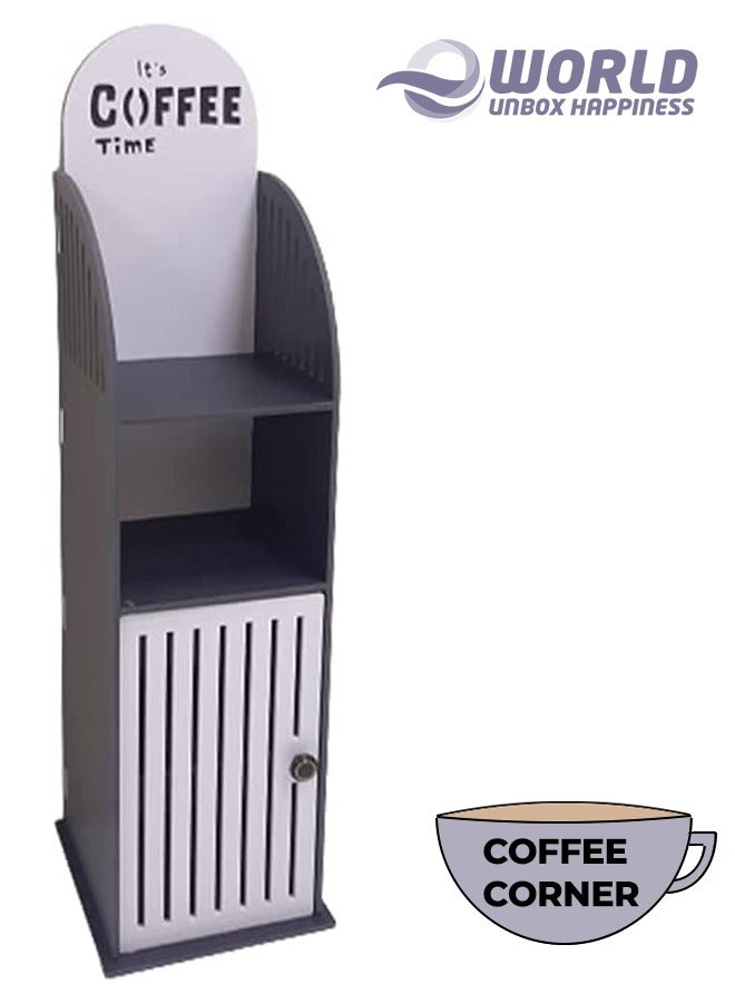 Eworld Compact Coffee Corner, Transform the Living Room, Kitchen and Office with a Small Plastic Coffee Table, Ideal for Coffee Machines, Made of Lightweight Plastic in Chic Black and White - Image 1