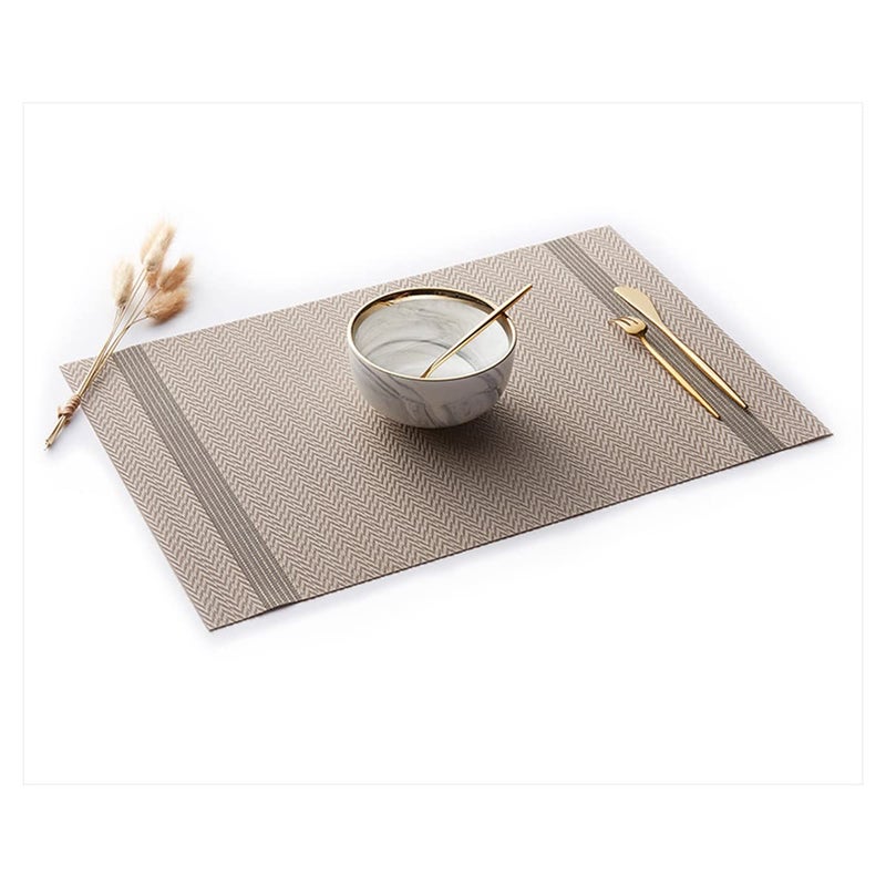 pigchcy pigchcy Placemats Set of 4  Luxurious Elegant Placemats Non-Slip Washable Durable Table Mats for Home/Dining Room Decoration (Light Brown 18 X 12 inches)  - Image 5