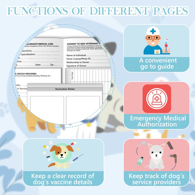 SKLENICE 1 Pack Puppy Shot Record Booklets 12 Sheets Per Pack Dog Vaccination Record Book Dog Health Records 5*3.5inch Dog Information Record Notebook dog medical and vaccine book for Pet Lovers Doggy Medical - Image 5