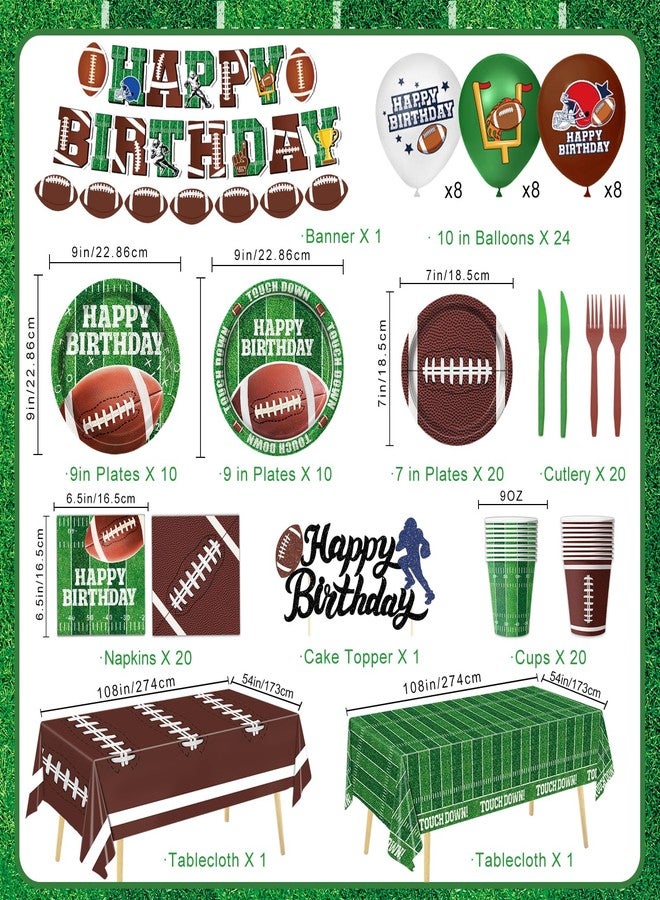 QIYANPAX Football Birthday Party Decorations, Football Party Supplies Includes Plates, Napkins, Cups, Banner, Balloons, Tablecloth for Football Birthday Party Football Game Day, Serve 20 - Image 2