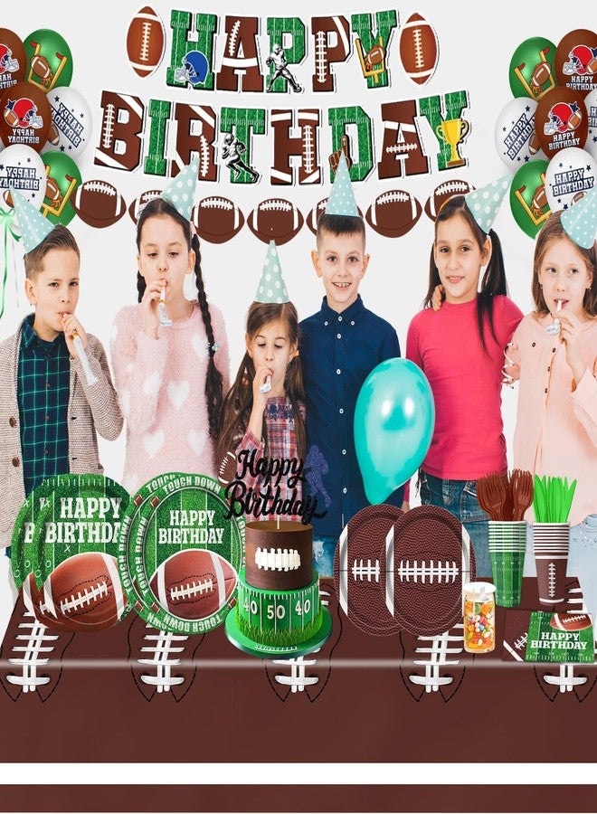 QIYANPAX Football Birthday Party Decorations, Football Party Supplies Includes Plates, Napkins, Cups, Banner, Balloons, Tablecloth for Football Birthday Party Football Game Day, Serve 20 - Image 5