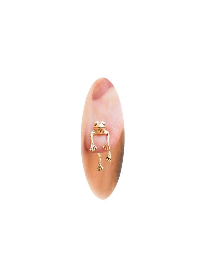 Frodete Gold Frog Earring, Copper Metal, Cute Animal Design, Hypoallergenic, for Women & Teens, Christmas Gift 2023 - Image 1