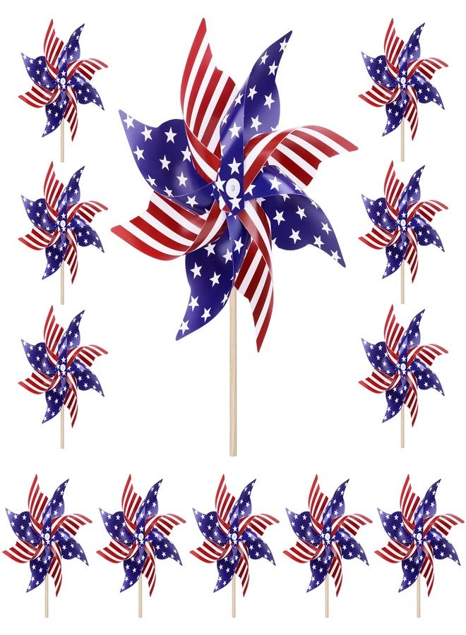 VEKDA 12 Pack 4th of July Decorations Outdoor Pinwheels, Patriotic Decor Red White and Blue Decorations Wind Spinner for Yard Garden,Independence Day, Memorial Day, Veteran's Day - Image 1