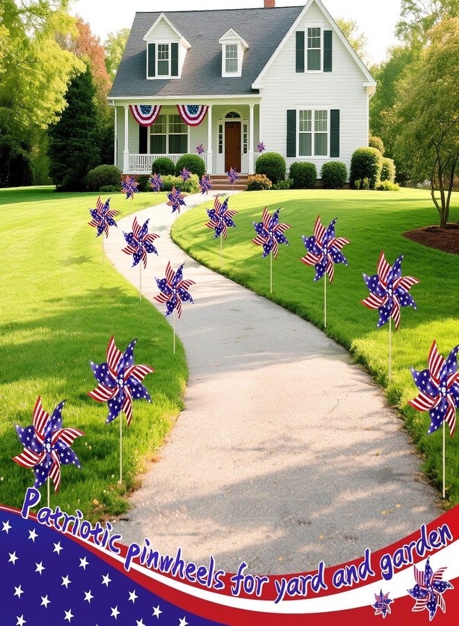 VEKDA 12 Pack 4th of July Decorations Outdoor Pinwheels, Patriotic Decor Red White and Blue Decorations Wind Spinner for Yard Garden,Independence Day, Memorial Day, Veteran's Day - Image 4