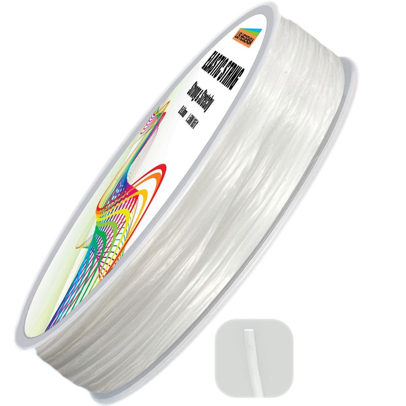 Lis Hegensa Elastic Bracelet String Cord Stretch Bead Cord For Jewelry Making And Bracelet Making Kits Transparent Stretchy String For Bracelets (Clear White 210Ft/65M(1Mm))
