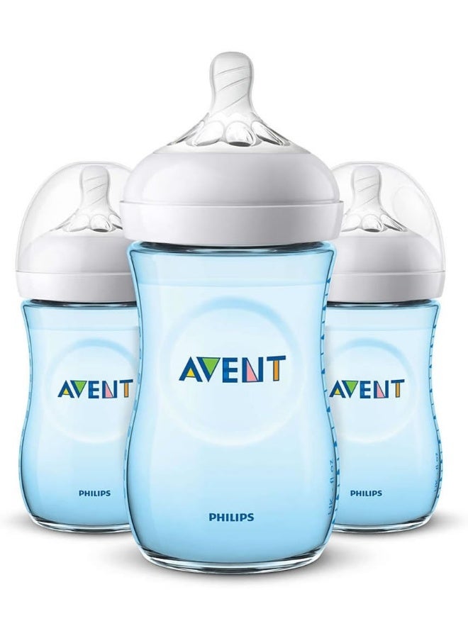 Philips Avent 9oz Natural Baby Bottles 3-Pack - Blue - Image 1