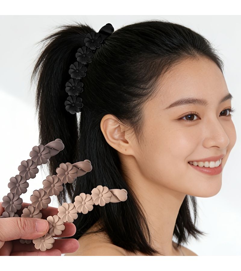 قلب موزة عمودي مشابك شعر 4 قطع إكسسوارات ذيل حصان للنساء - Image 2