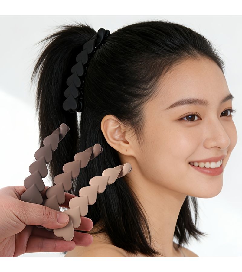 قلب موزة عمودي مشابك شعر 4 قطع إكسسوارات ذيل حصان للنساء - Image 1