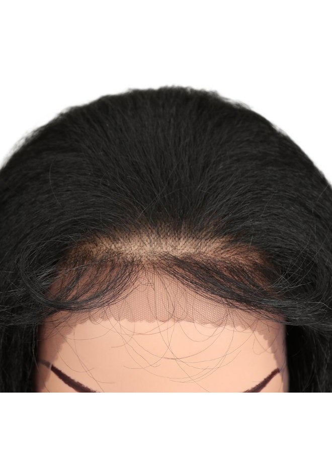 Joedir 24" Straight Yaki Free Part 13x4 Lace Frontal Wigs with Baby Hair Hight Temperature Synthetic Human Hair Feeling Wigs For Black Women 180% Density Wigs Black Color 200g(1B) - Image 5