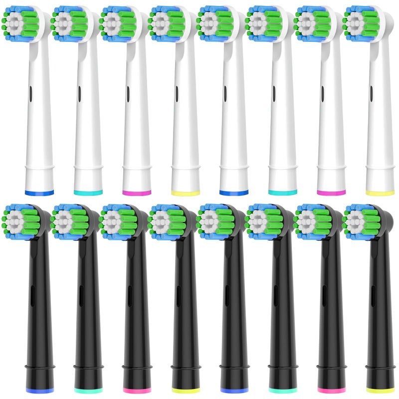 valuabletry 16 Pack Precision Replacement Brush Heads Compatible with Oral B Braun Electric Toothbrush 8pcs White and 8pcs Black - Image 1