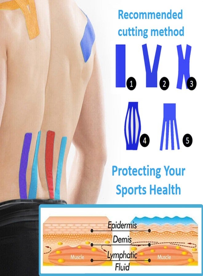 SenseYo 4 Pack Kinesiology Tape, Athletic Tape Supports Protects Muscles, Knees, Shoulders & Plantar Fasciitis, Waterproof & Hypoallergenic Kinesiology Tape (Deep Color) - Image 5