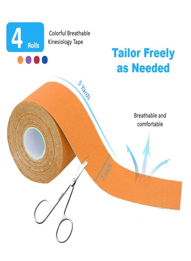 SenseYo 4 Pack Kinesiology Tape, Athletic Tape Supports Protects Muscles, Knees, Shoulders & Plantar Fasciitis, Waterproof & Hypoallergenic Kinesiology Tape (Deep Color) - Image 2