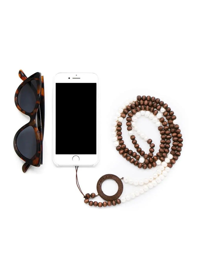 أم أم أيه من معدن الإنسان حامل للهاتف والنظارة من الخرز الخشبي واللؤلؤ - Image 1