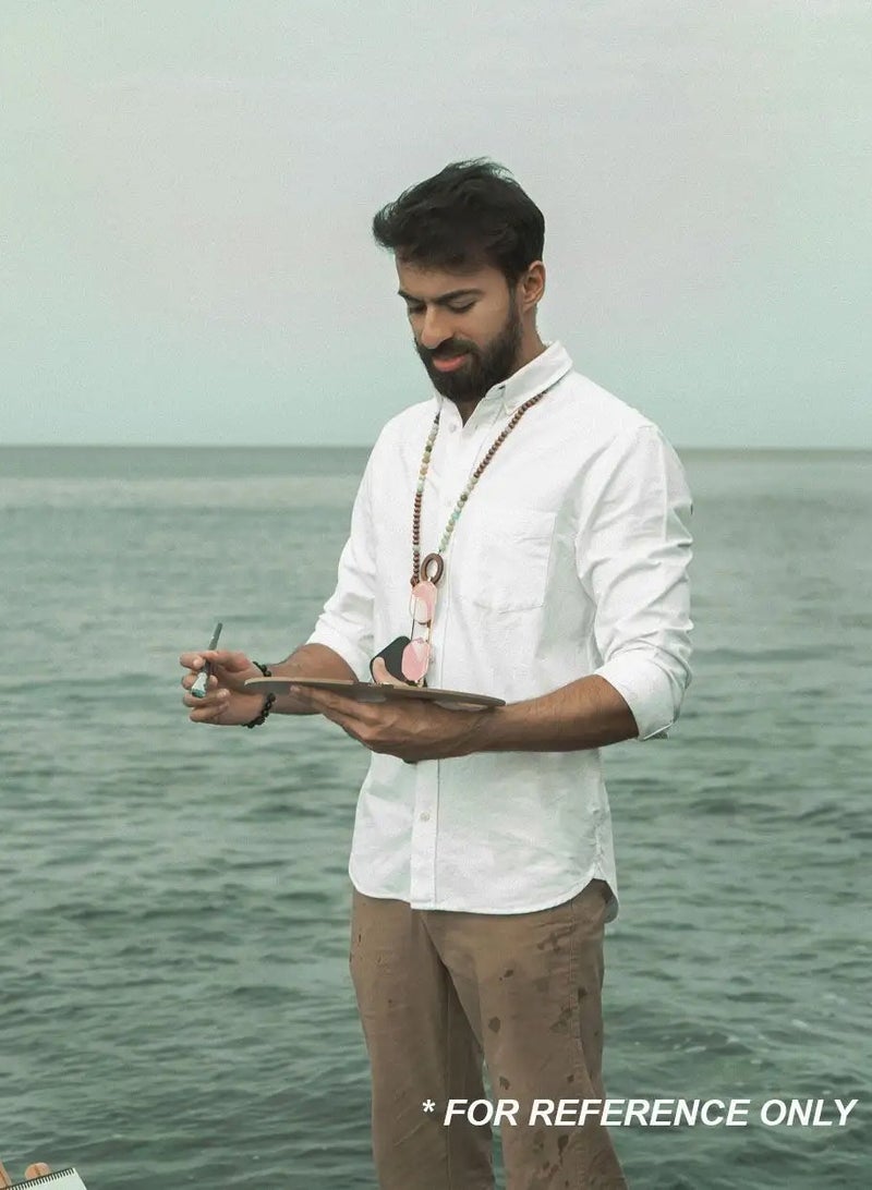 أم أم أيه من معدن الإنسان حامل للهاتف والنظارة من الخرز الخشبي واللؤلؤ - Image 3