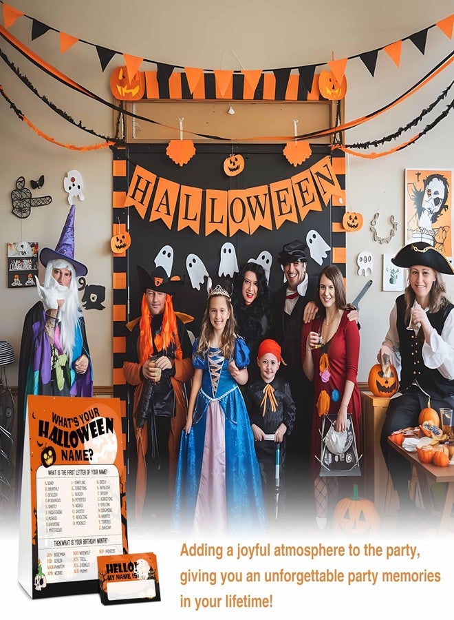 Foosproea What's Your Halloween Name Game - Halloween Party Game Sign for Boys Girls - Family School Classroom Activities - 1 Standing Sign and 30 Stickers - Kids Autumn Party Supplies Decorations(02) - Image 4