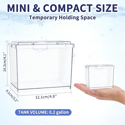 MoonOrange Mini Betta Fish Tank, Small Fish Bowl for Temporary Space, 0.2 Gallon Stackable Cube Tank with Artificial Plants and Gravels for Small Fish, Insect, Shrimp, Crab, Spider.(Pack-2) - Image 2