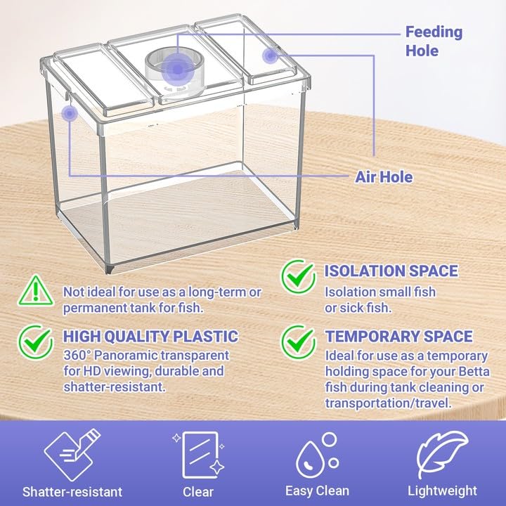 MoonOrange Mini Betta Fish Tank, Small Fish Bowl for Temporary Space, 0.2 Gallon Stackable Cube Tank with Artificial Plants and Gravels for Small Fish, Insect, Shrimp, Crab, Spider.(Pack-2) - Image 3