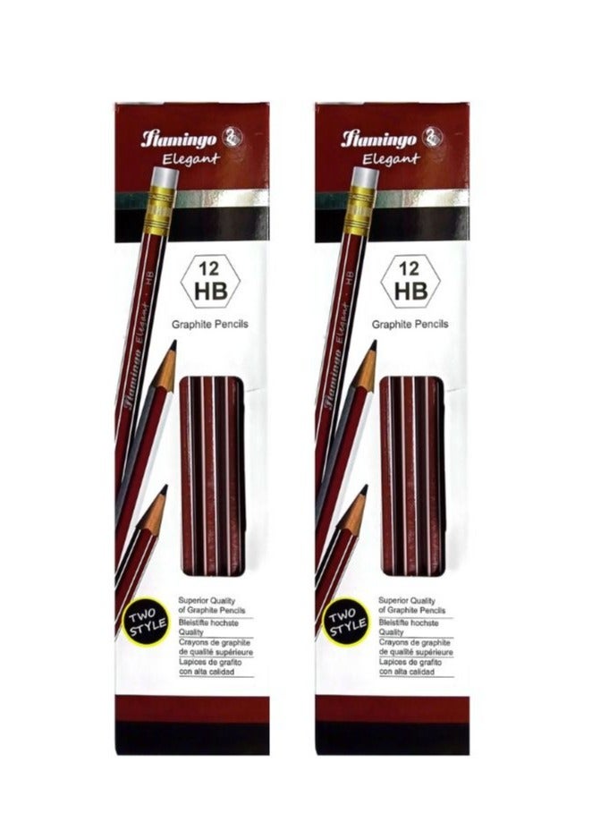 Flamingo 24-Piecs HB Graphite Pencils Sets - Image 1