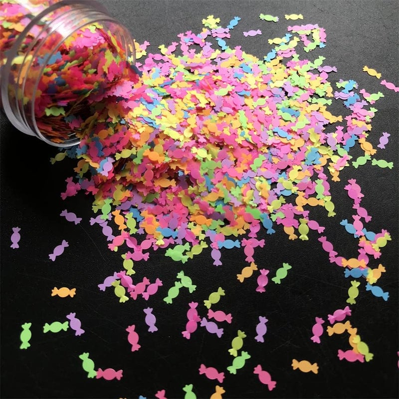 10 GramsPack Colorful Mixes Candy Shape Glitter Sequins for Festival Rave Beauty Makeup Face Body Nail Craft Art Christmas Halloween Decoration Color Mixes 1